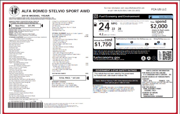 New 2018 Alfa Romeo Stelvio Sport Q4 for sale Sold at Maserati of Westport in Westport CT 06880 26