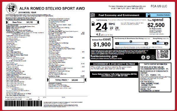 New 2019 Alfa Romeo Stelvio Sport Q4 for sale Sold at Maserati of Westport in Westport CT 06880 25