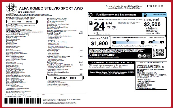 New 2019 Alfa Romeo Stelvio Sport Q4 for sale Sold at Maserati of Westport in Westport CT 06880 2