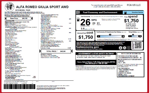 New 2019 Alfa Romeo Giulia Sport Q4 for sale Sold at Maserati of Westport in Westport CT 06880 24