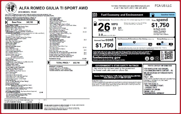 New 2019 Alfa Romeo Giulia Ti Sport Q4 for sale Sold at Maserati of Westport in Westport CT 06880 2