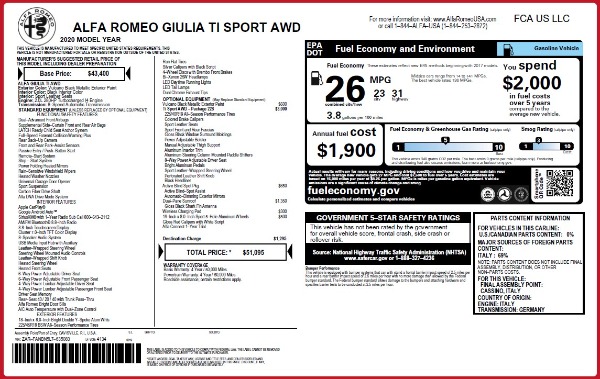 New 2020 Alfa Romeo Giulia Ti Sport Q4 for sale Sold at Maserati of Westport in Westport CT 06880 2