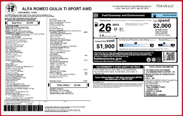 New 2020 Alfa Romeo Giulia Ti Sport Q4 for sale Sold at Maserati of Westport in Westport CT 06880 28