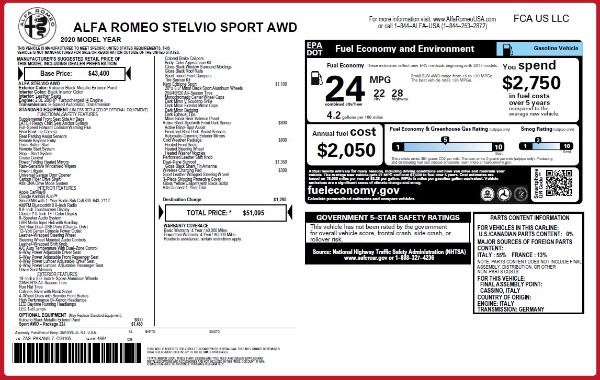 New 2020 Alfa Romeo Stelvio Sport Q4 for sale Sold at Maserati of Westport in Westport CT 06880 2