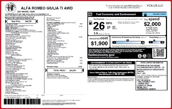 New 2021 Alfa Romeo Giulia Ti Q4 for sale Sold at Maserati of Westport in Westport CT 06880 27