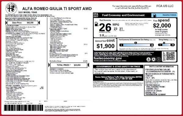 New 2021 Alfa Romeo Giulia Ti Sport Q4 for sale Sold at Maserati of Westport in Westport CT 06880 24