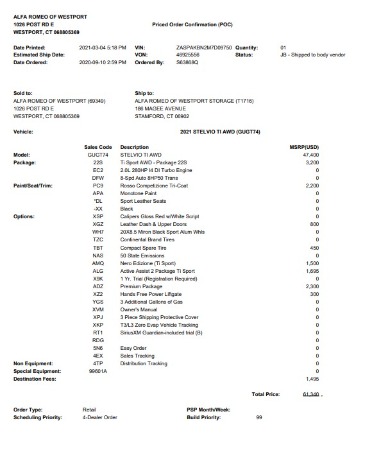 New 2021 Alfa Romeo Stelvio Ti Sport Q4 for sale Sold at Maserati of Westport in Westport CT 06880 2