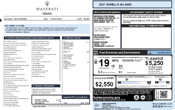 New 2021 Maserati Ghibli S Q4 for sale Sold at Maserati of Westport in Westport CT 06880 28