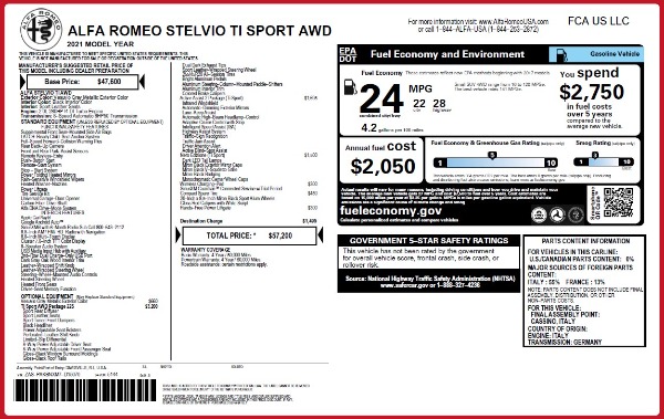 New 2021 Alfa Romeo Stelvio Ti Sport Q4 for sale Sold at Maserati of Westport in Westport CT 06880 2