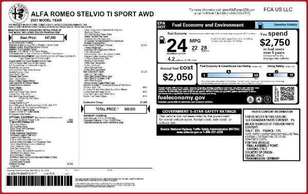 New 2021 Alfa Romeo Stelvio Ti Sport Q4 for sale Sold at Maserati of Westport in Westport CT 06880 2