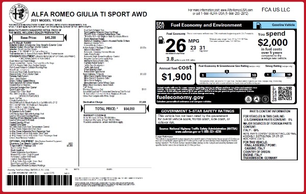 New 2021 Alfa Romeo Giulia Ti Sport Q4 for sale Sold at Maserati of Westport in Westport CT 06880 2