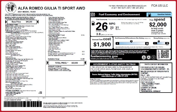 New 2021 Alfa Romeo Giulia Ti Sport Q4 for sale Call for price at Maserati of Westport in Westport CT 06880 22