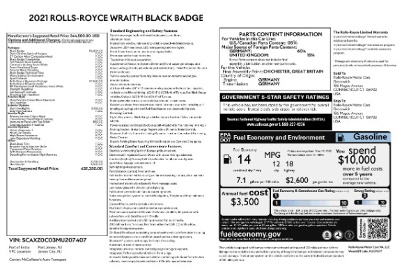 New 2021 Rolls-Royce Wraith Black Badge for sale Sold at Maserati of Westport in Westport CT 06880 9