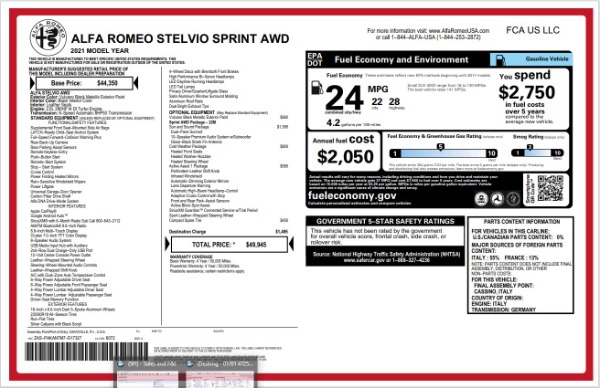 New 2021 Alfa Romeo Stelvio Q4 for sale Sold at Maserati of Westport in Westport CT 06880 21