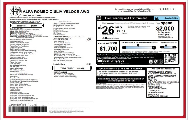 New 2022 Alfa Romeo Giulia Veloce for sale Sold at Maserati of Westport in Westport CT 06880 24