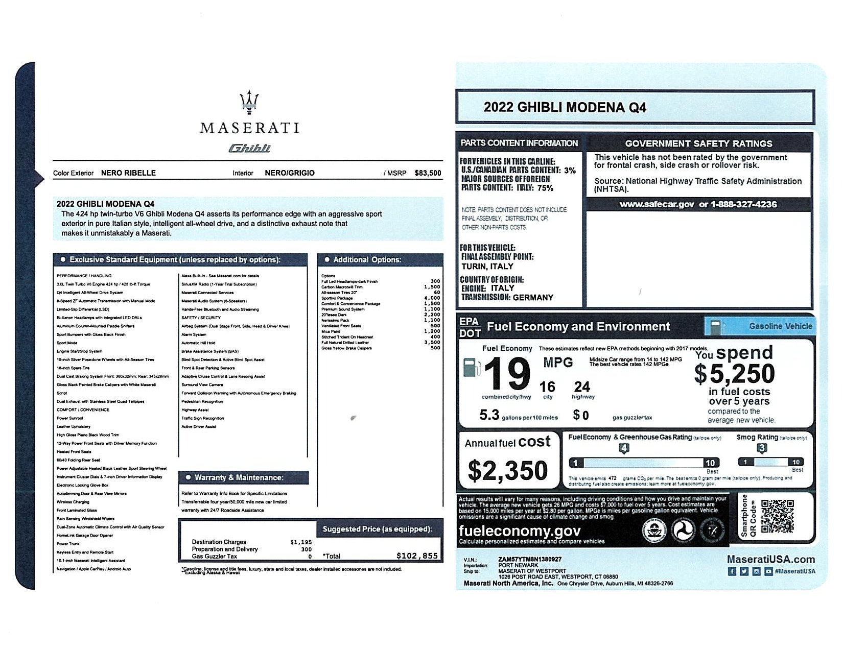 New 2022 Maserati Ghibli Modena Q4 for sale Sold at Maserati of Westport in Westport CT 06880 1