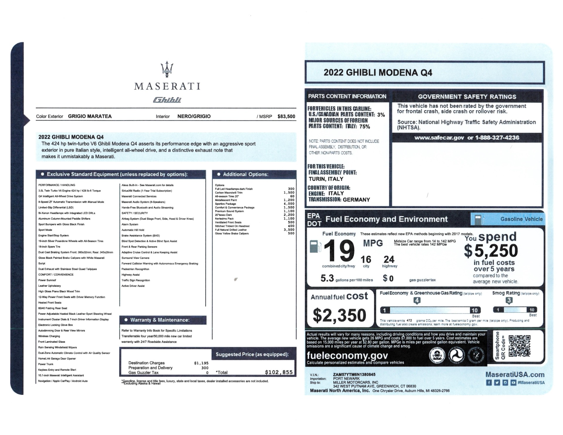 New 2022 Maserati Ghibli Modena Q4 for sale Sold at Maserati of Westport in Westport CT 06880 1