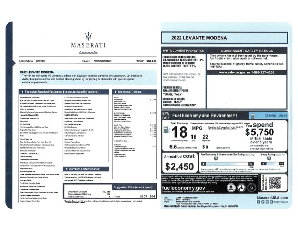 New 2022 Maserati Levante Modena for sale $107,306 at Maserati of Westport in Westport CT 06880 22