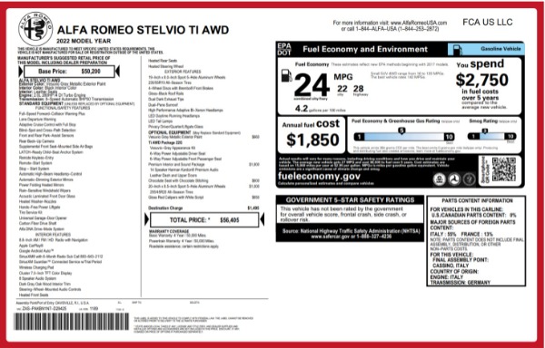 New 2022 Alfa Romeo Stelvio Ti for sale $56,405 at Maserati of Westport in Westport CT 06880 22
