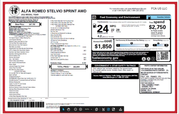 New 2022 Alfa Romeo Stelvio Sprint for sale Sold at Maserati of Westport in Westport CT 06880 22