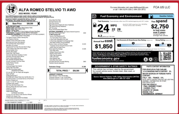 New 2022 Alfa Romeo Stelvio Ti for sale Sold at Maserati of Westport in Westport CT 06880 20