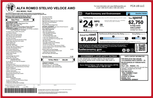New 2022 Alfa Romeo Stelvio Veloce for sale Sold at Maserati of Westport in Westport CT 06880 28