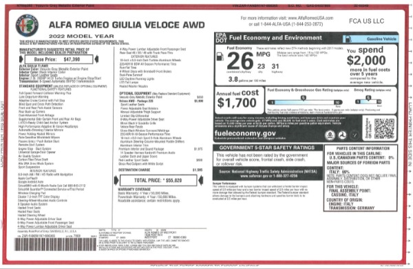 New 2022 Alfa Romeo Giulia Veloce for sale Sold at Maserati of Westport in Westport CT 06880 2