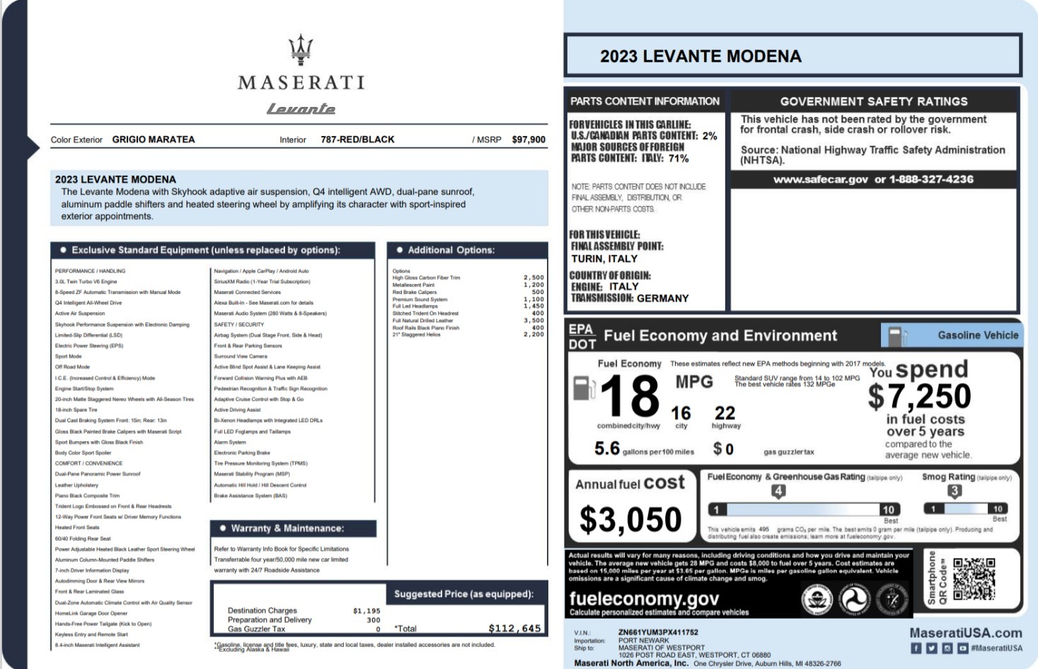 Used 2023 Maserati Levante Modena for sale $51,900 at Maserati of Westport in Westport CT 06880 1
