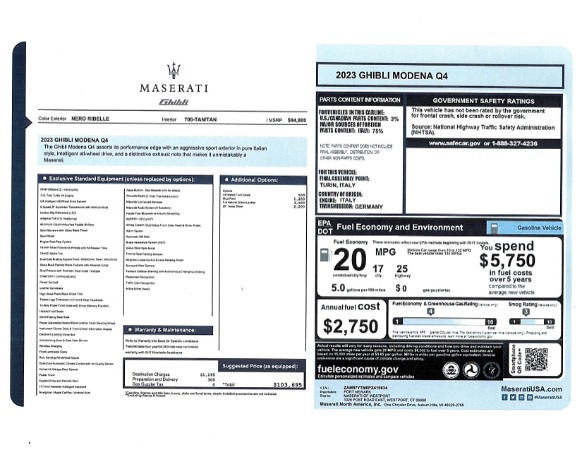 New 2023 Maserati Ghibli Modena Q4 for sale $89,847 at Maserati of Westport in Westport CT 06880 15