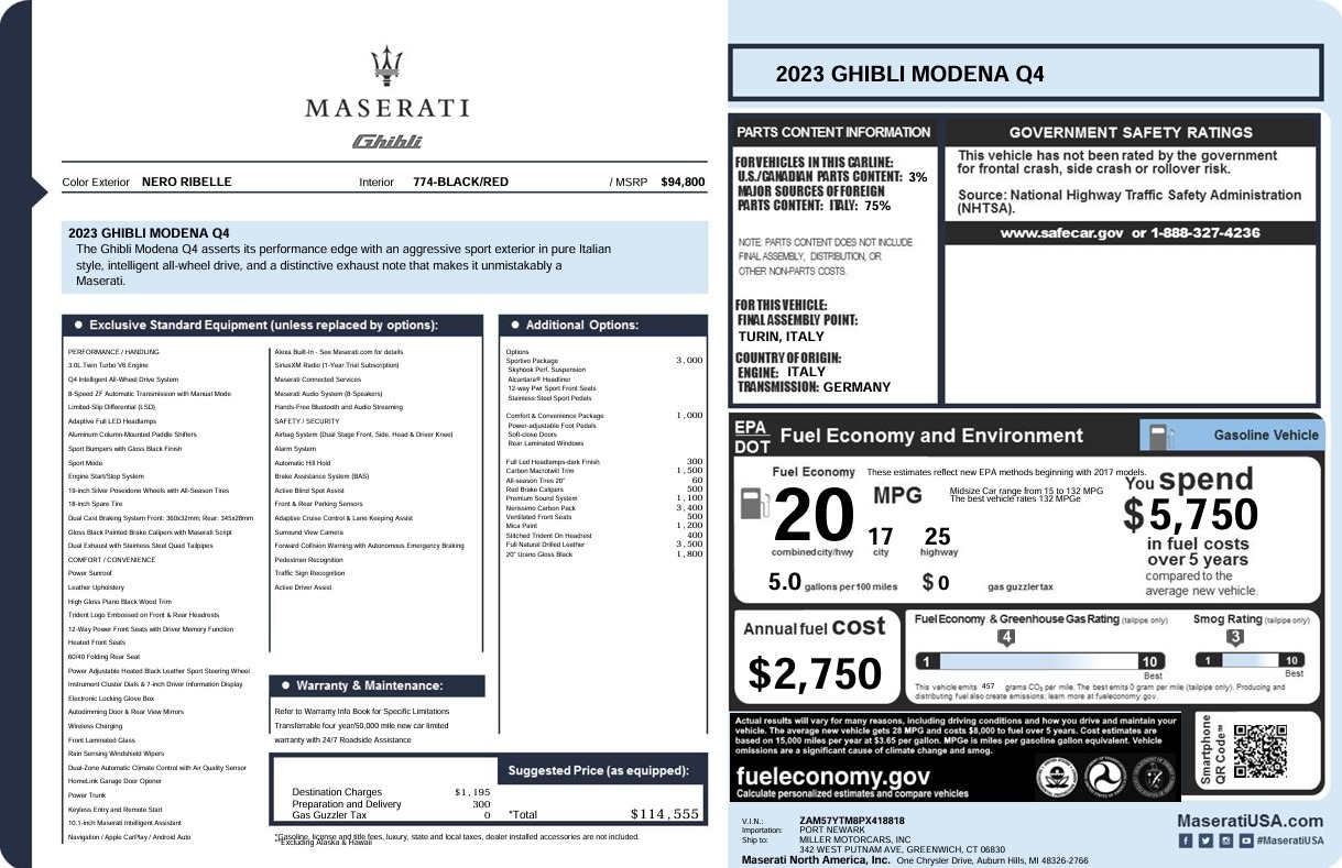 Used 2023 Maserati Ghibli Modena Q4 for sale Call for price at Maserati of Westport in Westport CT 06880 1