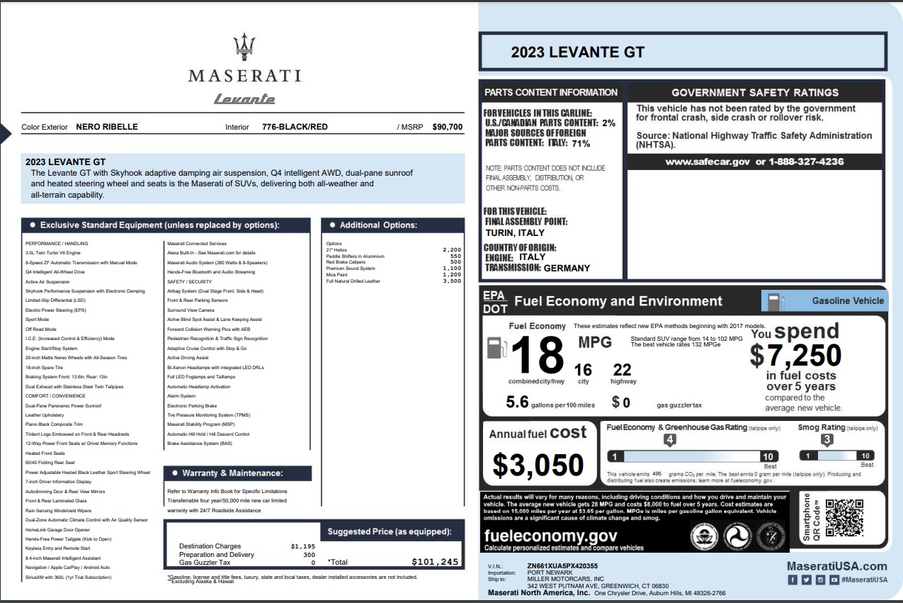 Used 2023 Maserati Levante GT for sale Call for price at Maserati of Westport in Westport CT 06880 1