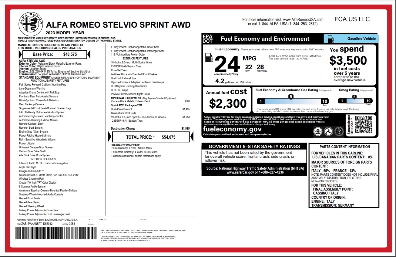 Used 2023 Alfa Romeo Stelvio Sprint for sale $29,900 at Maserati of Westport in Westport CT 06880 1