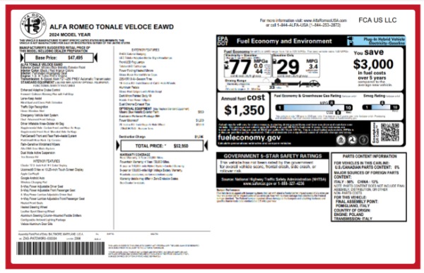 Used 2024 Alfa Romeo Tonale Veloce for sale $26,900 at Maserati of Westport in Westport CT 06880 24