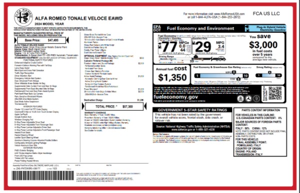 New 2024 Alfa Romeo Tonale Veloce for sale $57,300 at Maserati of Westport in Westport CT 06880 28