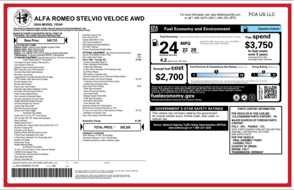 New 2024 Alfa Romeo Stelvio Veloce for sale $59,205 at Maserati of Westport in Westport CT 06880 28