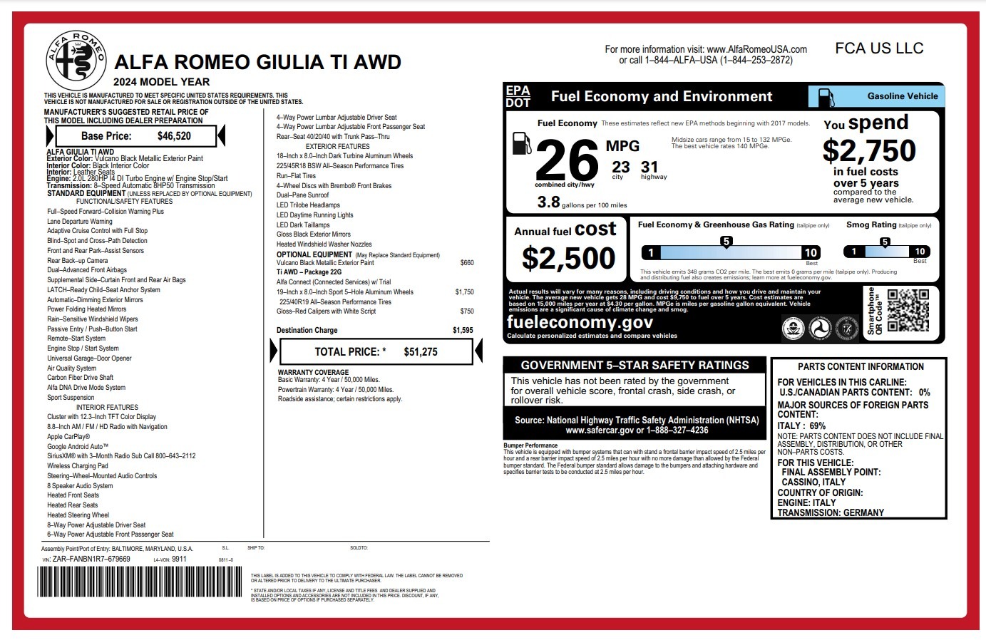 New 2024 Alfa Romeo Giulia Ti for sale $51,275 at Maserati of Westport in Westport CT 06880 1