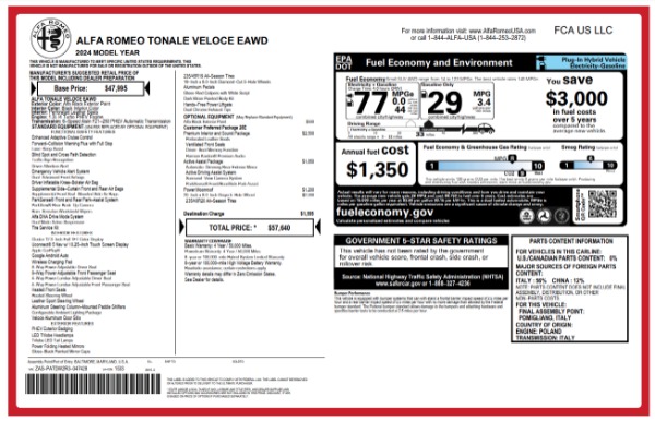 New 2024 Alfa Romeo Tonale Veloce for sale $57,640 at Maserati of Westport in Westport CT 06880 22