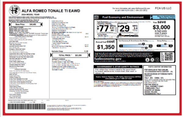 New 2024 Alfa Romeo Tonale Ti for sale $53,290 at Maserati of Westport in Westport CT 06880 27
