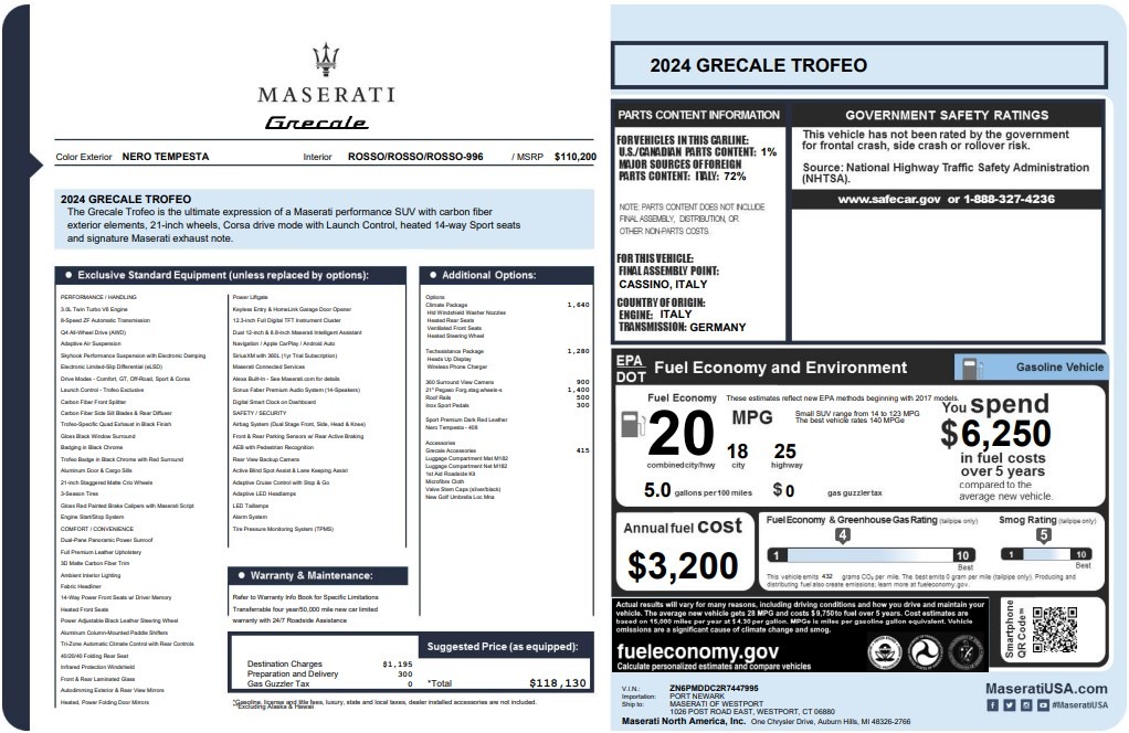 New 2024 Maserati Grecale Trofeo for sale $118,130 at Maserati of Westport in Westport CT 06880 1