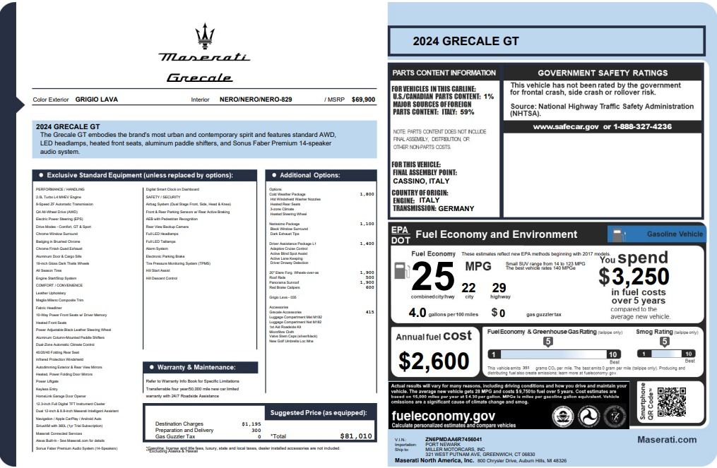 New 2024 Maserati Grecale GT for sale Sold at Maserati of Westport in Westport CT 06880 1