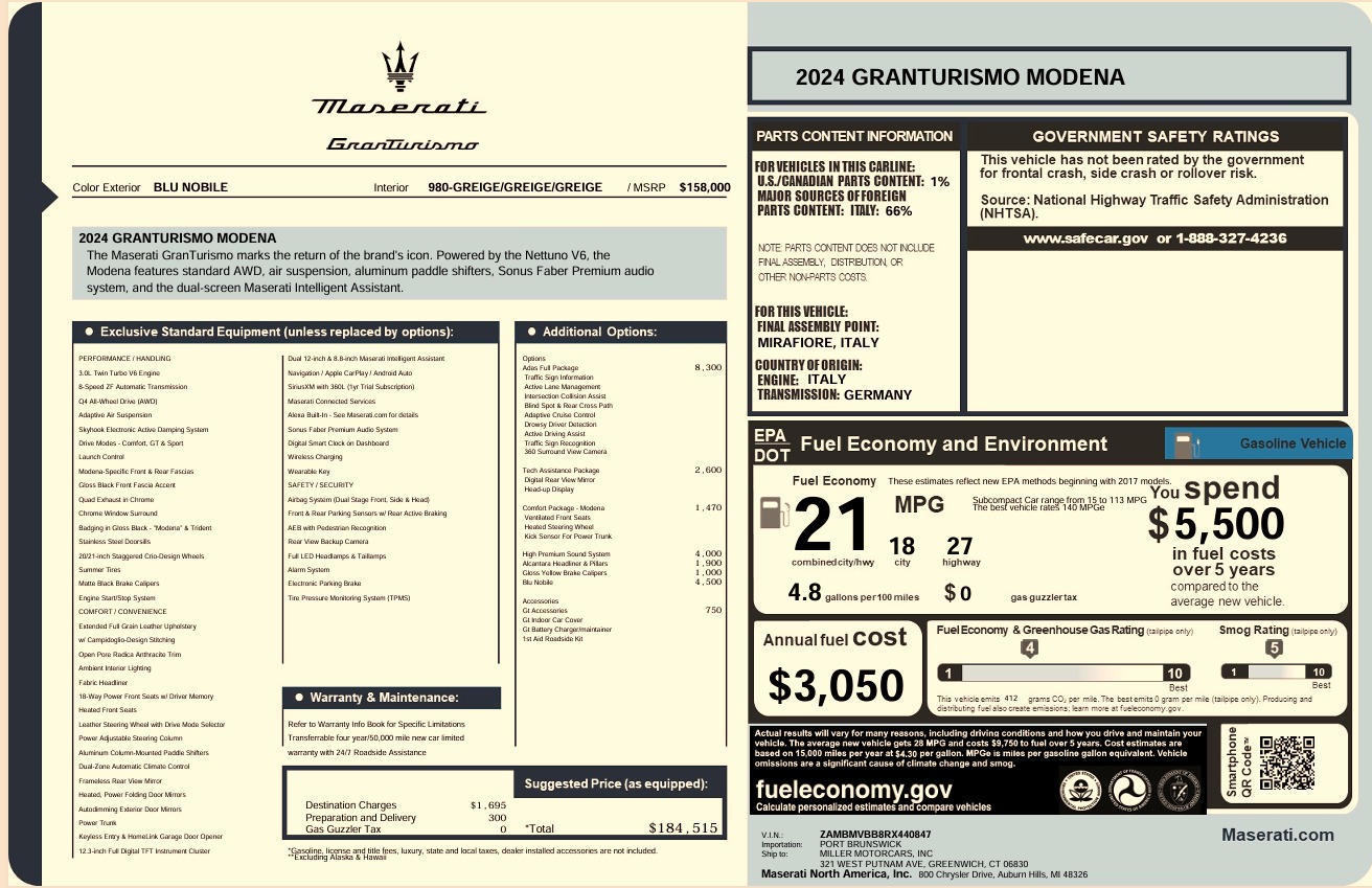 Used 2024 Maserati GranTurismo Modena for sale Call for price at Maserati of Westport in Westport CT 06880 1