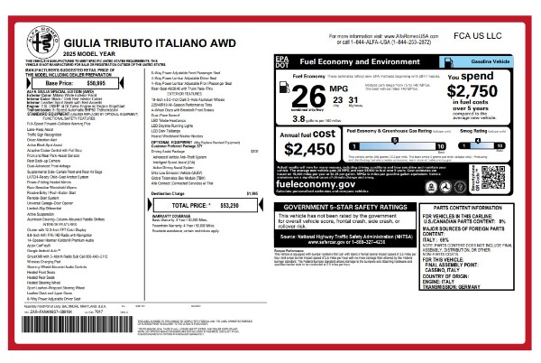 New 2025 Alfa Romeo Giulia Tributo Italiano for sale Sold at Maserati of Westport in Westport CT 06880 26