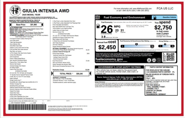 New 2025 Alfa Romeo Giulia Intensa for sale Sold at Maserati of Westport in Westport CT 06880 18