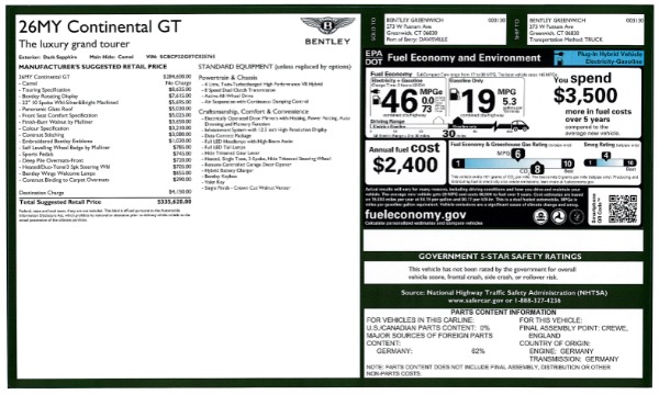 New 2026 Bentley Continental GT for sale $335,620 at Maserati of Westport in Westport CT 06880 26