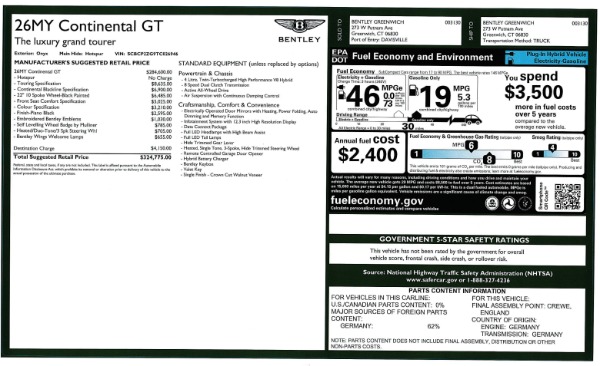 New 2026 Bentley Continental GT for sale Sold at Maserati of Westport in Westport CT 06880 25