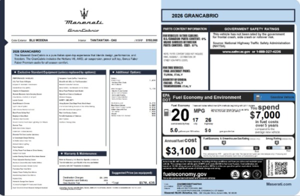 New 2026 Maserati GranCabrio Modena for sale $178,635 at Maserati of Westport in Westport CT 06880 26