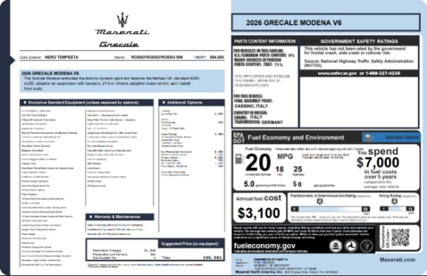 New 2026 Maserati Grecale Modena V6 for sale $93,459 at Maserati of Westport in Westport CT 06880 26