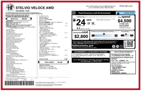 New 2026 Alfa Romeo Stelvio Veloce for sale $61,465 at Maserati of Westport in Westport CT 06880 25