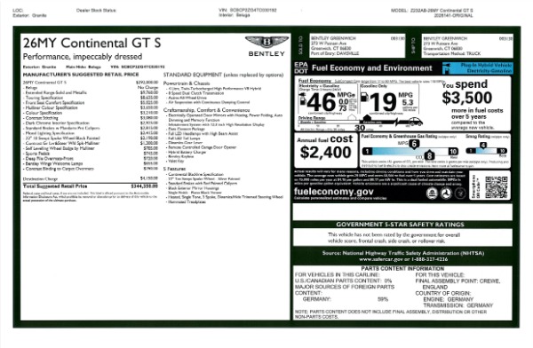 New 2026 Bentley Continental GT S for sale $344,350 at Maserati of Westport in Westport CT 06880 26