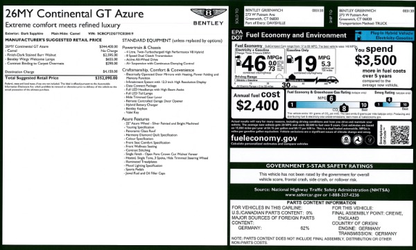 New 2026 Bentley Continental GT Azure for sale $352,090 at Maserati of Westport in Westport CT 06880 27